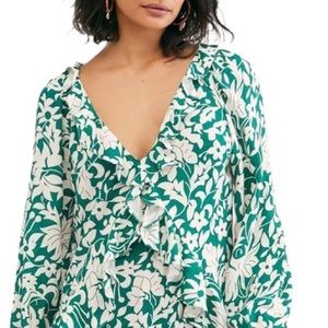 FREE PEOPLE Rebecca Long Sleeve Ruffle Minidress